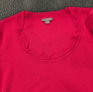 Ann Taylor Bright Pink Silk Blend knit top, 3/4 sleeve, small